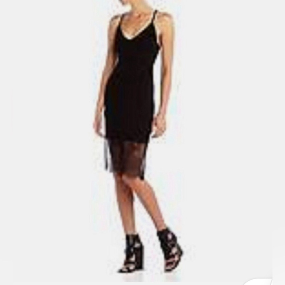 BCBG MaxAzria Women's Black Bridgett Tank Dress With Lace Trim